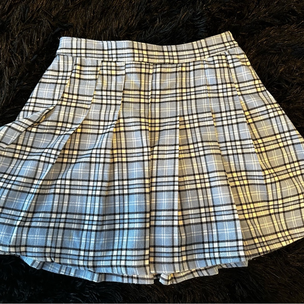 Hollister blue plaid skater skirt